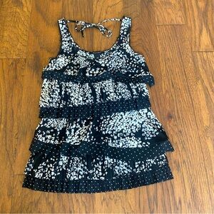 🔲 White House Black Market Frayed/Layered Floral Tank